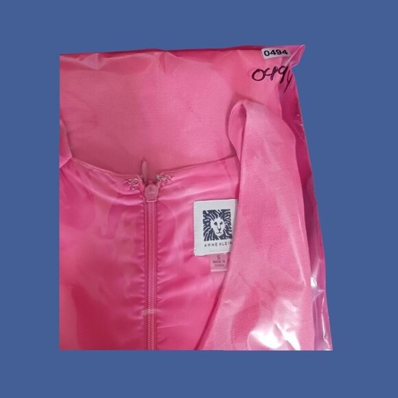 Anne Klein Sleeveless A-Line Dress V-Neck Back Zip Coral linen Size Small - Picture 7 of 10